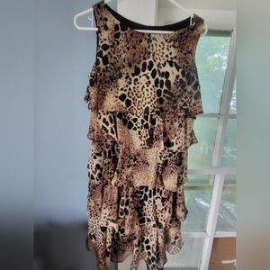 Vintage 80/90's ruffled animal print dress